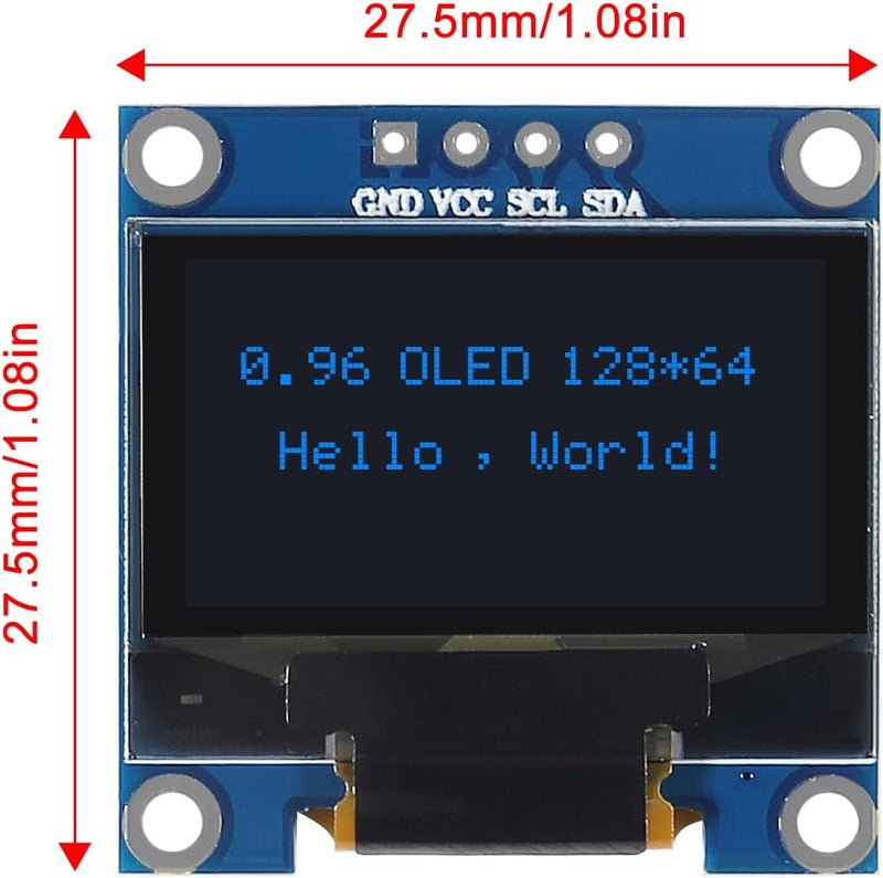 AiTrip وحدة عرض OLED I2C IIC بحجم 0.96 بوصة 12864 128x64 بكسل SSD1306 شاشة OLED صغيرة ذات إضاءة ذاتية متوافقة مع Arduino Raspberry Pi (دبابيس غير ملحومة زرقاء) - Image 4